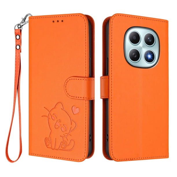 Funda Billetera con Espacio para Fotos para Xiaomi Redmi Note 15 4G/5G, Naranja