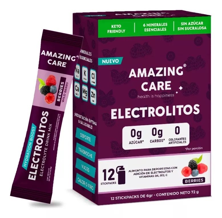 Electrolitos Bebida Hidratante Amazing Care Berries 12 Uni