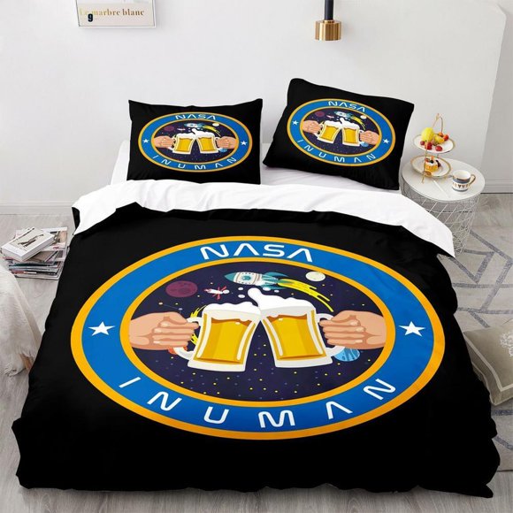 Nasa Mars Logo Quilt Duvet Cover Set Soft Bedspread Double Pillowcase3-Piece Bedding Set