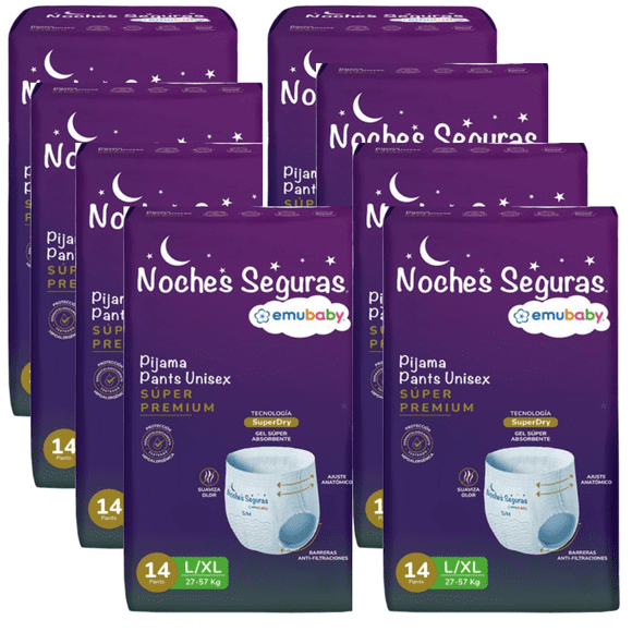 Pack 8 Pañales Emubaby Noches Seguras Pants L/xl 14 Unid