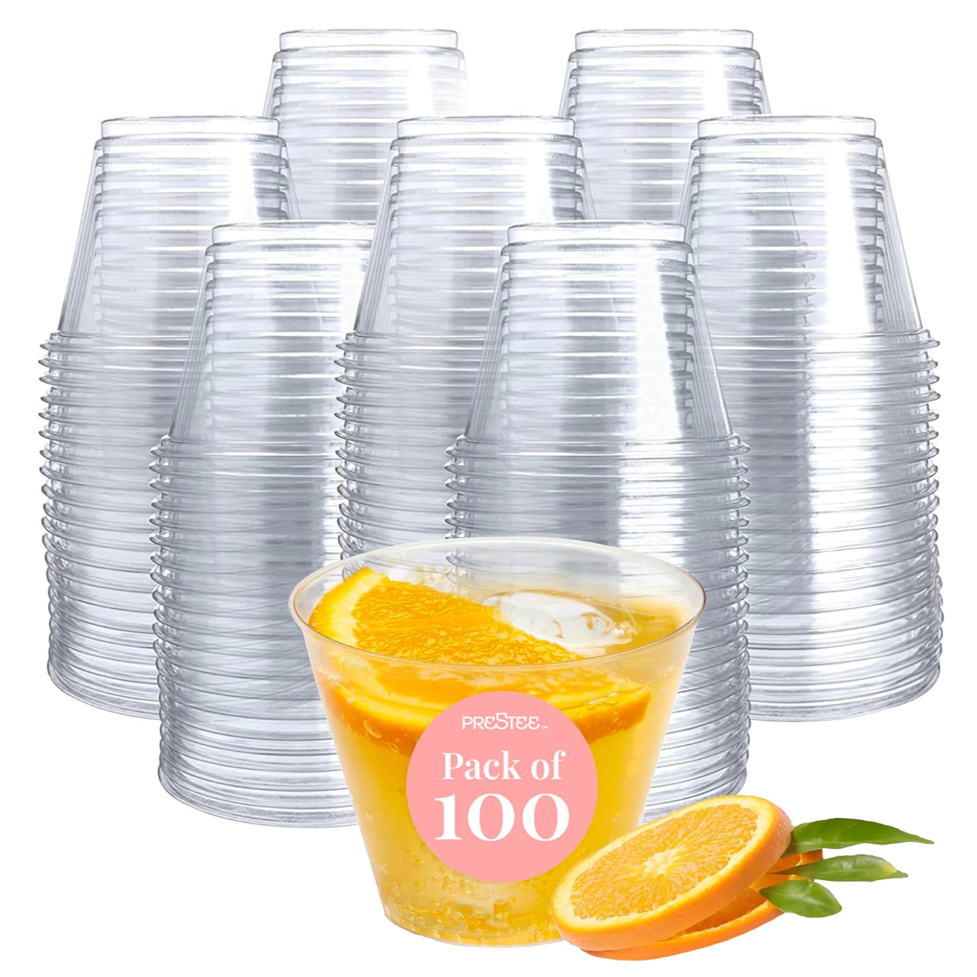 Juego De 100 Vasos De Plástico Transparente De 150 Ml, Desechables, Duros, Prestee