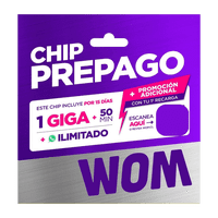 Chip Wom Prepago (Pack X50) / 1 Giga + 50 Minutos + Whatsapp Ilimitado / Vigencia De 15 Días