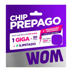 Chip Wom Prepago (Pack X50) / 1 Giga + 50 Minutos + Whatsapp Ilimitado / Vigencia De 15 Días