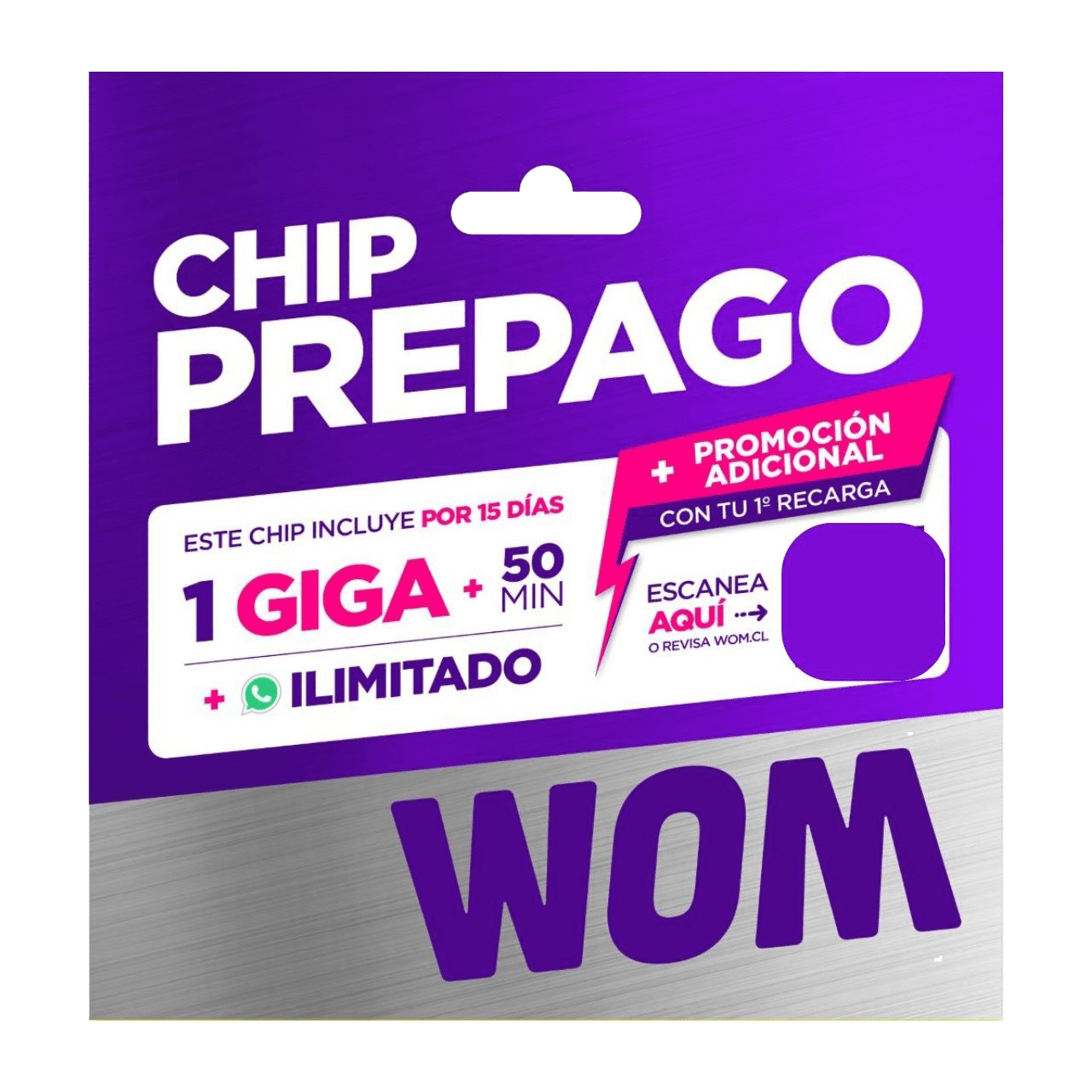 Chip Wom Prepago (pack X50) / 1 Giga + 50 Minutos + Whatsapp Ilimitado / Vigencia De 15 Días