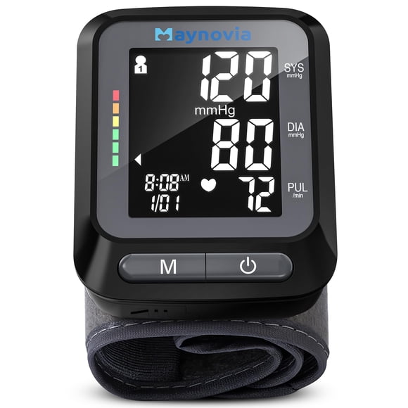 Monitor de presión arterial de muñeca Maynovia automático con memoria 2x60