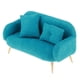 thumbnail image 3 of Casa de mu?ecas Sala de estar en miniatura Tela Love Seat Mini Sofá Muebles Azul, 3 of 5