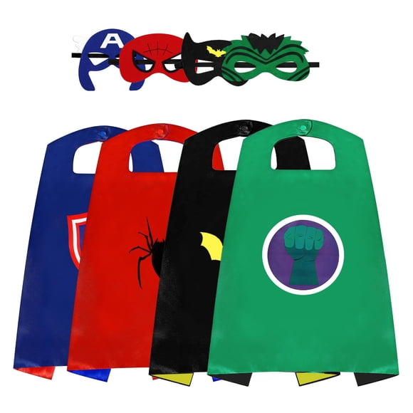 Set de 4 capas y máscaras de superhéroes para niños InPoTo