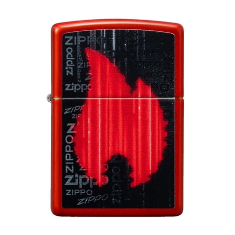 Zippo - Encendedor Flame Design Negro Rojo Zp49584