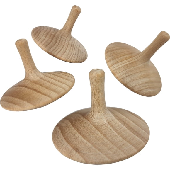 Trompo de Madera – ¡Adventure Awaits! Pack de 4, Roble 3,8 cm
