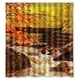 thumbnail image 1 of Cortina de ducha con diseño de árboles de bosque otoñal, río y puente de piedra, juego de cortina de baño con ganchos, tamaño 66 x 72 pulgadas, 1 of 3
