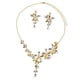 thumbnail image 5 of declaración de lujo rhinestone babero collar pendientes nupcial boda conjunto oro, 5 of 5
