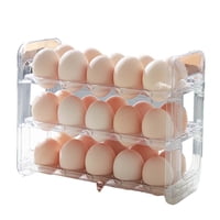 Magideal - Soporte Abatible Para Huevos Para Puerta Lateral De Refrigerador, Contenedor De Almacenamiento De Huevos, Organizador De Huevos Con Tapa Reutilizable, M Transparente