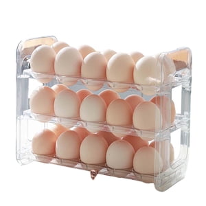 Magideal - Soporte Abatible Para Huevos Para Puerta Lateral De Refrigerador, Contenedor De Almacenamiento De Huevos, Organizador De Huevos Con Tapa Reutilizable, M Transparente