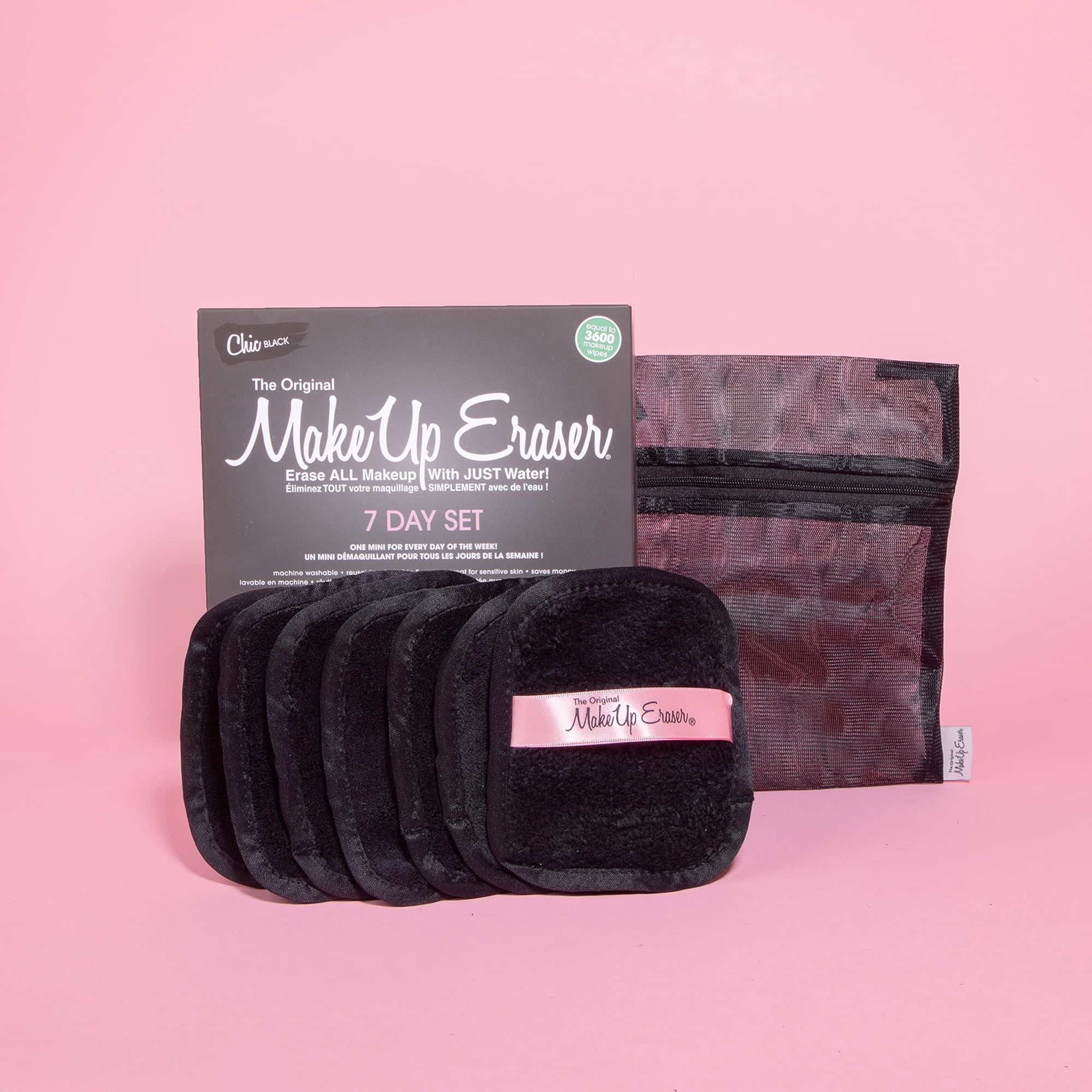 Makeup Eraser - Set De Borradores De Maquillaje De 7 Días Que Borra Todo El Maquillaje Con Just Water Black