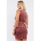 thumbnail image 2 of Vestido Mini Ajustado sin Mangas con Estampado de Purpurina Acolchada, Lazo Fruncido, Escote en V Pronunciado y Bajo Acampanado, Talla 2XL, 2 of 3