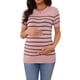thumbnail image 1 of Top de Maternidad para Mujer INSPIRE CHIC Suéter de Punto Elástico de Manga Corta a Rayas Verano Embarazo Cuello Redondo Blusa M Gris Rosa, 1 of 6