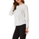 thumbnail image 4 of INSPIRE CHIC Blusa de Manga Larga con Cuello Volante para Mujer de Regreso a Clases Día de San Valentín L Blanco Negro-Puntos, 4 of 8