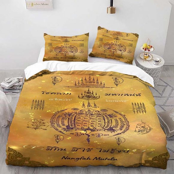 Thai Amulet Theme Bedding Set Soft and Comfortable for All Seasons Ideal for Home and Bedroom Use