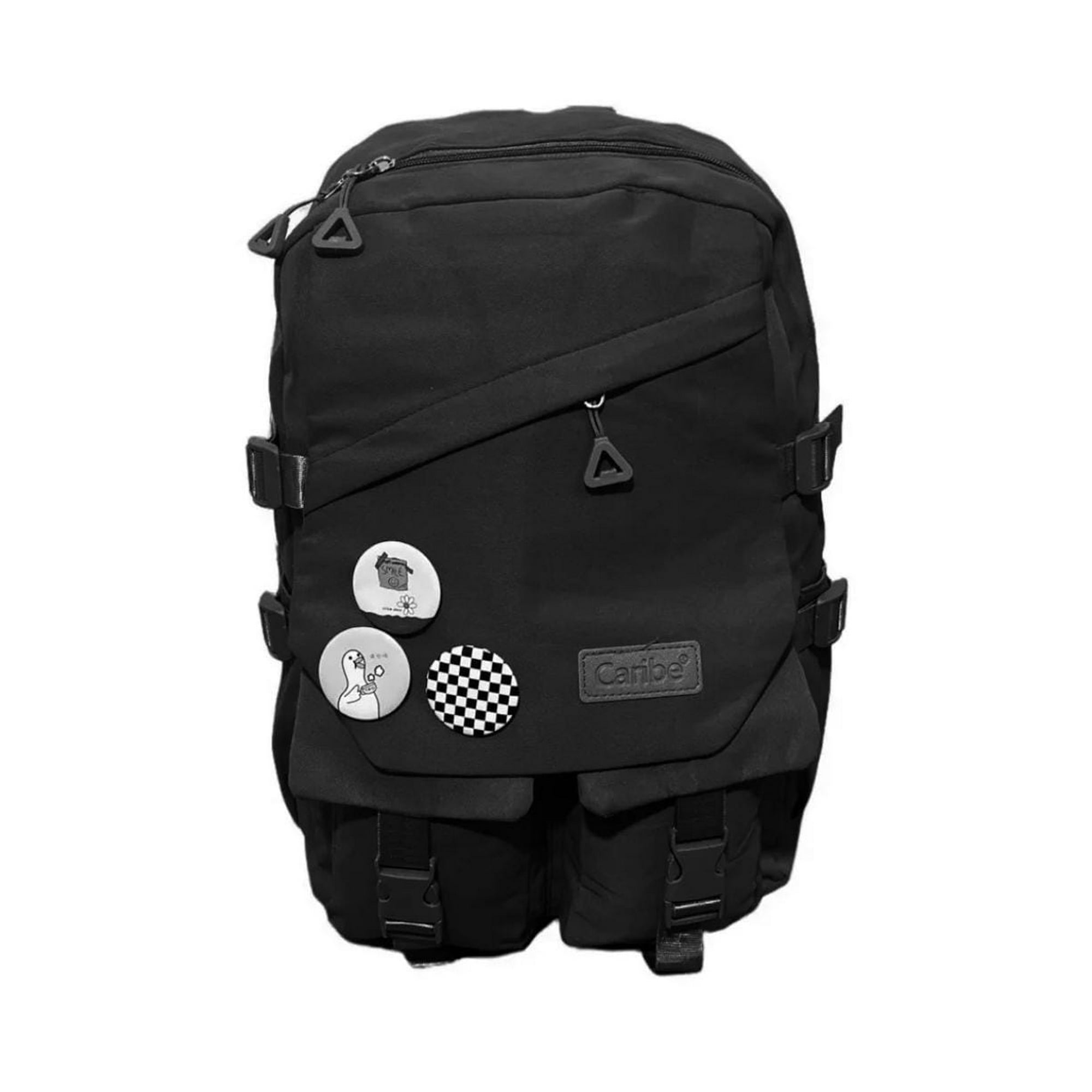 Clickdescuento - Mochila Juvenil Escolar Con Insignias Negro