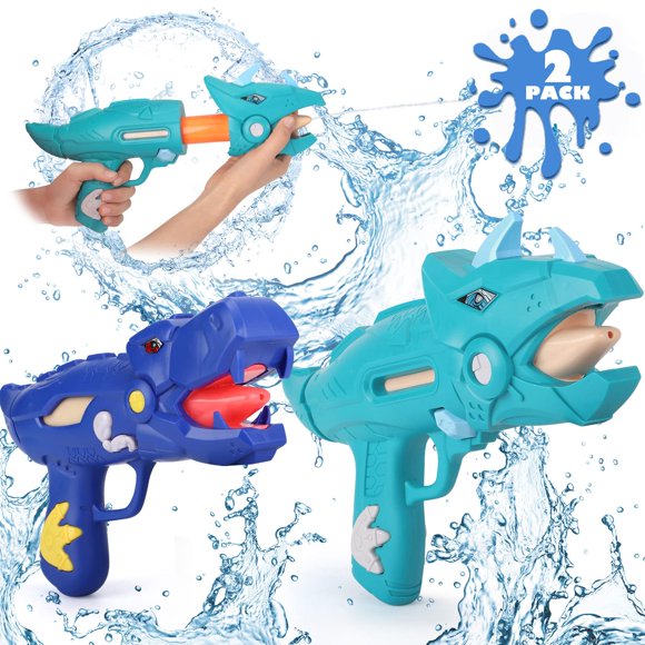 Pistola de remojo Water Blaster, paquete de 2 dinosaurios para niños