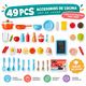 thumbnail image 2 of Cocina Juguete Grande Para Niños Regalo Set Juego 49pcs, 2 of 7