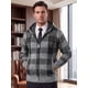 thumbnail image 4 of INSPIRE CHIC Chaqueta de Suéter de Punto a Cuadros con Forro de Lana y Cremallera con Capucha y Cordón para Hombre S Gris Claro, 4 of 6