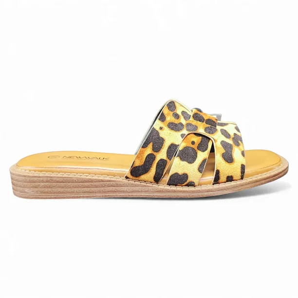 Sandalia Mujer Animal Print Ibiza Flat New Walk