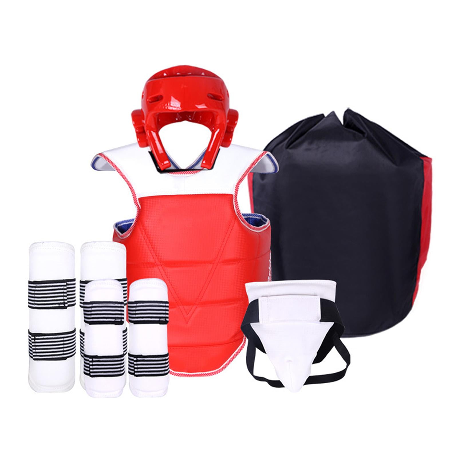 Magideal - Karate Sparring Gear Set De Protección Para Taekwondo Con Casco De Boxeo Protector De Pecho Ajustable Espinilleras Y Protección De Ingle En Material E S