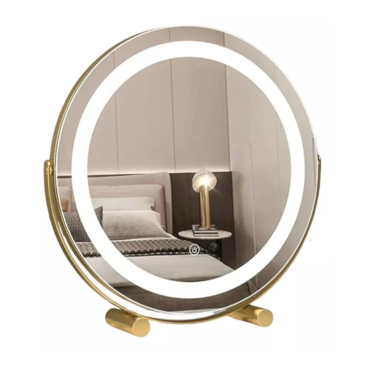 Genérico - Espejo Led Giratorio 360° Gold Glam 43 Cm