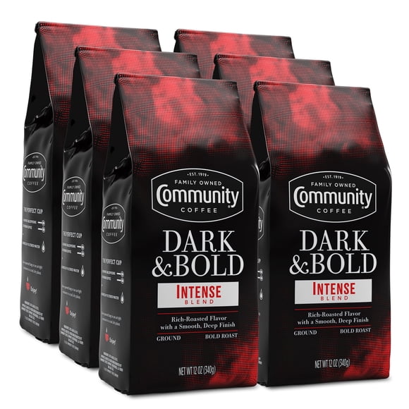 Café molido Community Coffee, mezcla intensa oscura y audaz, 2,13 litros