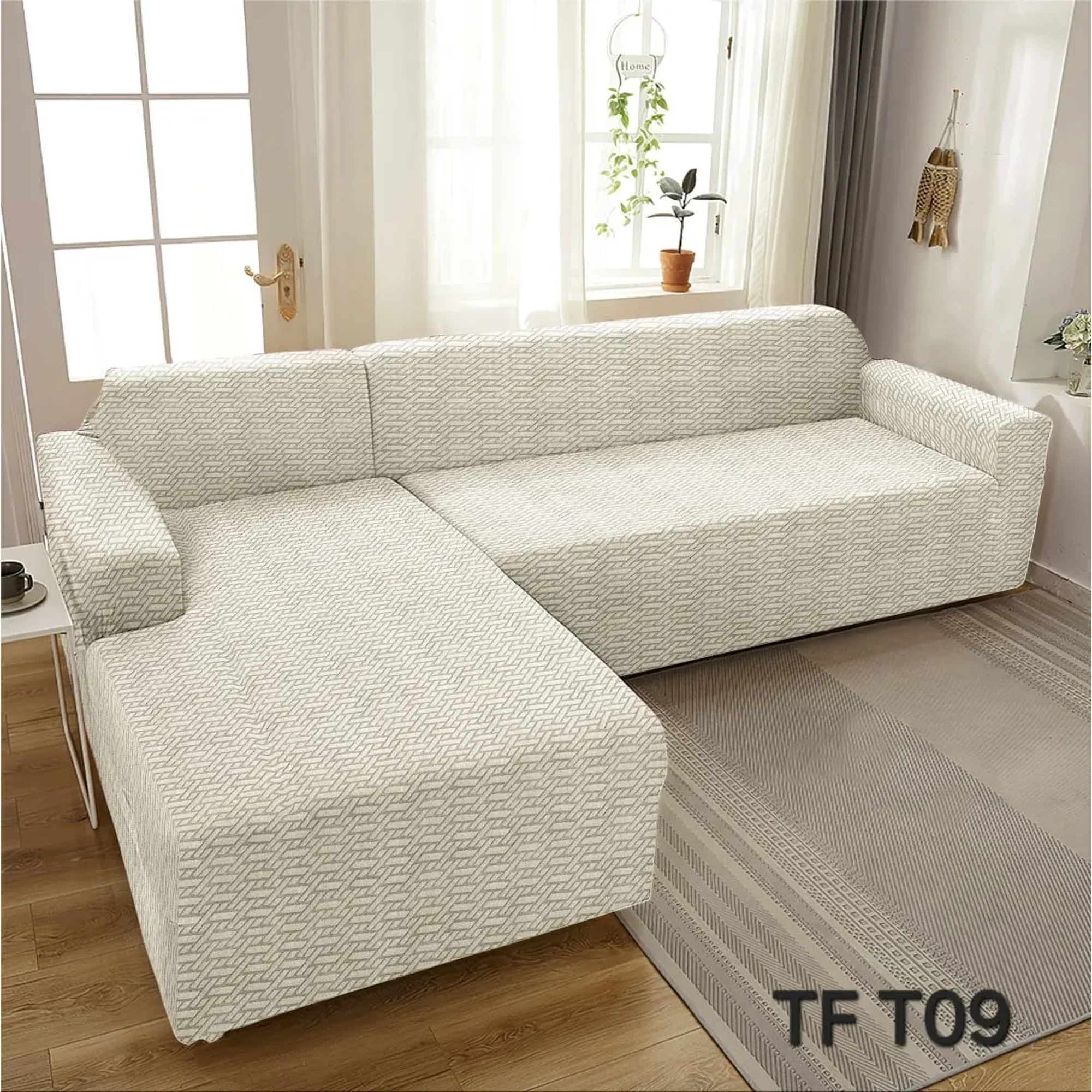 Casadeliacl - Funda Para Sillon Tipo L 2 Piezas Diseño (t) Unicolor Tf Blanco