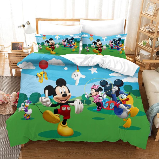 Mickey Minnie Mouse Cartoon Donut Duvet Cover Bedding Set 3-Piece Bedding Set (1 Duvet Cover + 2 Pillow Shams)