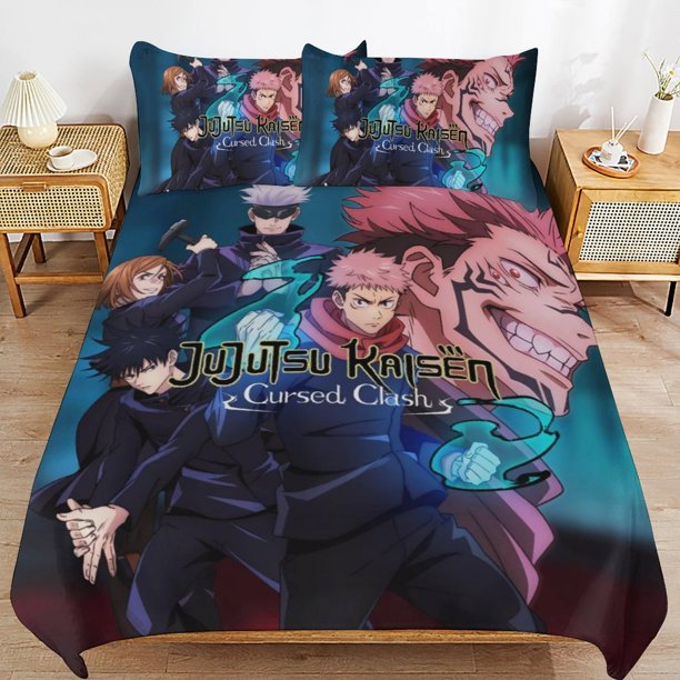 Jujutsu Kaisen Bedding Set Duvet Cover Comfortable and Lightweight Cartoon Bedding 3 Piece Bed Set Twin(1 Duvet Cover and 2 Pillowcase) hn341