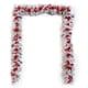 thumbnail image 1 of Corona navideña artificial de ratán con nieve flocada, árbol invertido, lazo rojo, cinta, bolas brillantes, decoración navideña para puerta, guirnalda colgante para fiesta, 1 of 5