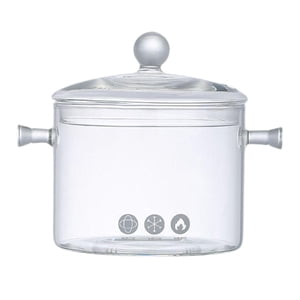 Magideal - Olla De Vidrio Para Cocinar Con Tapa Juego De Ollas De Vidrio Utensilios De Cocina Multifuncionales Olla Para Estufa Para Frutas Camping Rv Viajes Coc Claro 1300Ml