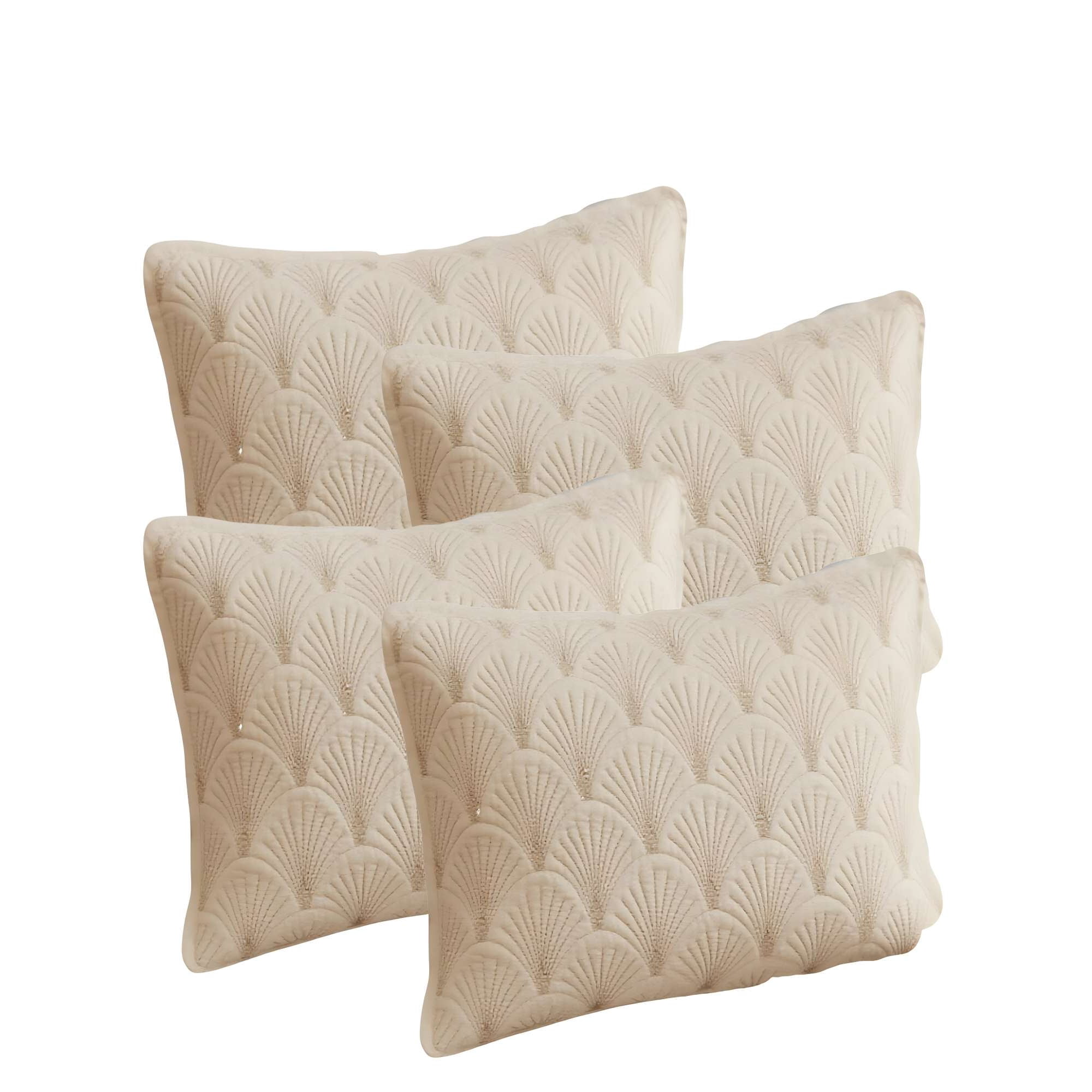 Genérico - Pack De 4 Fundas De Cojin Serie Abanico 30x50 Cm Beige