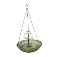 Ioensy - Baño Solar Para Pájaros Grande Con Energía Solar Para Patio, Jardín, Gancho Marrón