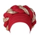 thumbnail image 2 of Turbante Africano Para Mujer, Pañuelo Para La Cabeza, Cubierta Para El Pelo Trenzada Con Lentejuelas, Gorro Rojo., 2 of 3