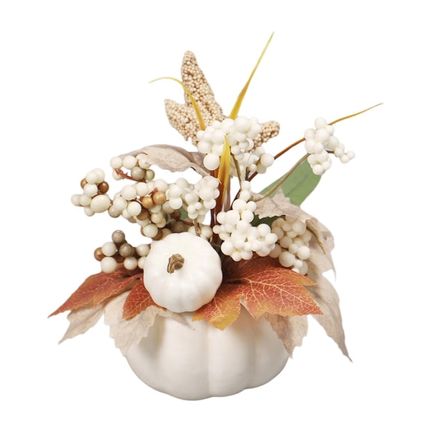 Flor de calabaza falsa, decoración de otoño, bayas navideñas, fiesta de Acción de Gracias, accesorios de fotografía, adorno, centros de mesa, Hojas de Estilo B