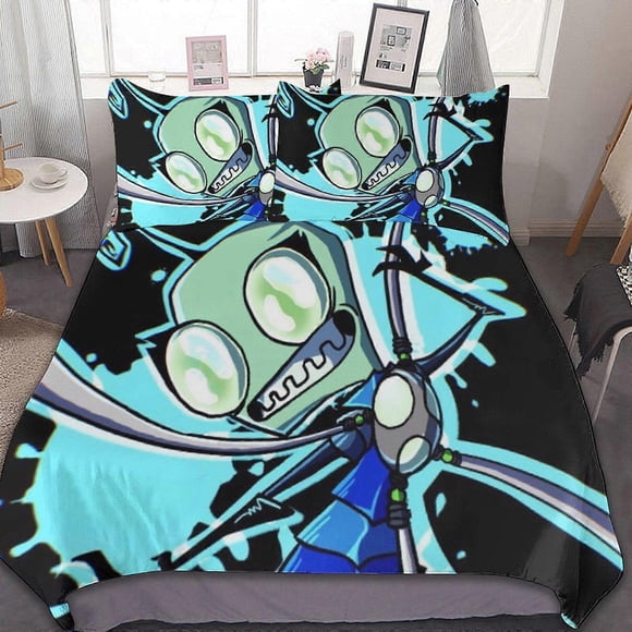 Invader Zim Juego De Ropa De Cama De 3 Piezas Edredón Suave Y Cómodo Decoración De Dormitorio Gif