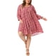 thumbnail image 1 of Agnes Orinda Vestido de Verano Talla Grande para Mujeres Escuela Universidades Vestido Midi Flowy con Cordón en el Cuello en V Babydoll Sundress 1X Rojo, 1 of 6