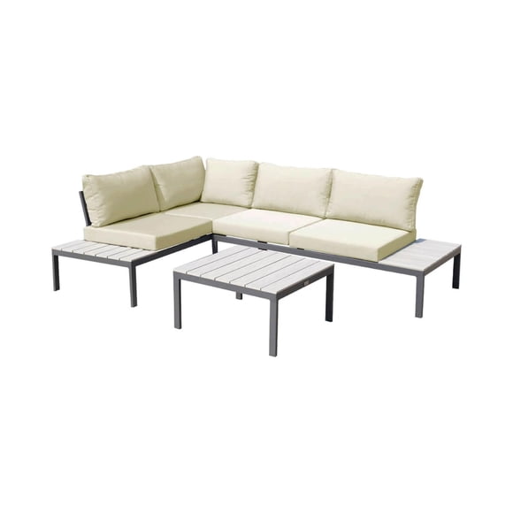 Juego Set Terraza Cerdeña 3 Piezas Con Cojin Beige Tamaño Único