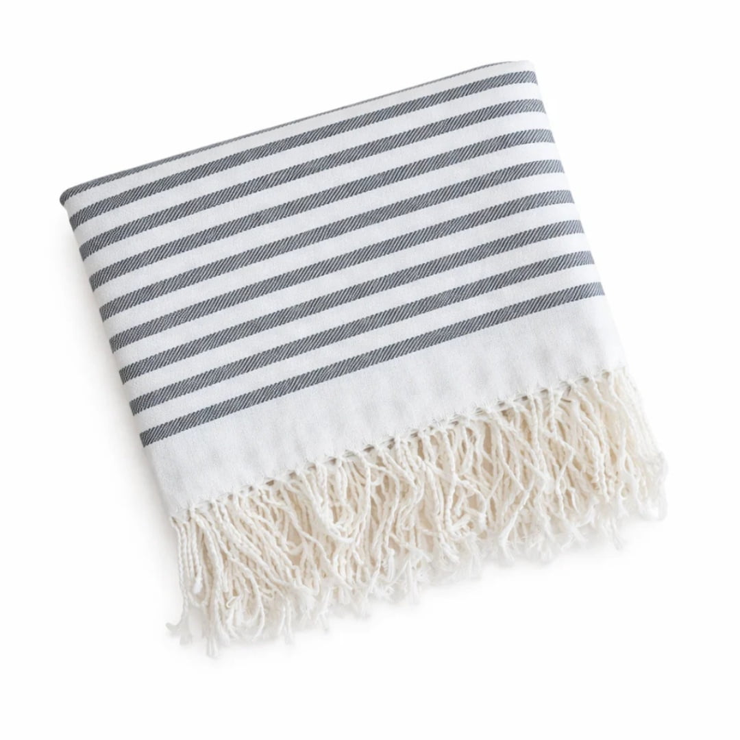 Casa Cmk - Toalla Turca Rayada - Gris Oscuro