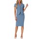 thumbnail image 2 of INSPIRE CHIC Conjunto de Traje de Negocios para Mujer de 2 Piezas Chaqueta Blazer de Manga Corta y Falda Lápiz XS Gris Azul, 2 of 6