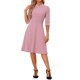 thumbnail image 2 of INSPIRE CHIC Vestido Vintage para Mujer Conjunto de Maestra de Regreso a Clases Vestido de Oficina de Línea A con Cuello Alto y Mangas 3/4 M Rosa, 2 of 6