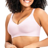 Bra Greoay Wireless Push-Up, Sin Costuras, Soporte Total, Cuello En V