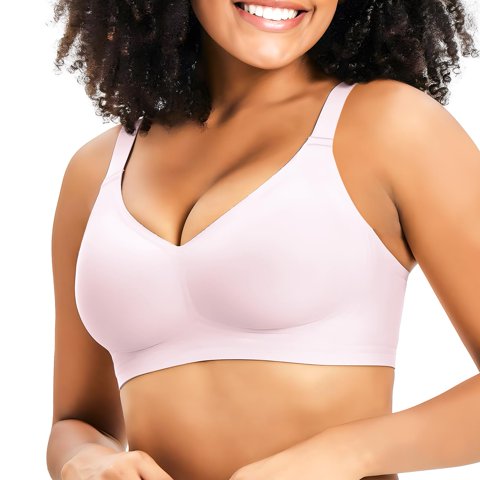 Bra Greoay Wireless Push-Up, Sin Costuras, Soporte Total, Cuello En V