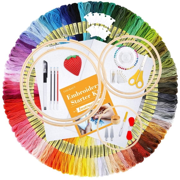 Kit De Bordado 304 Paquete Con Hilos Y Aros De 200 Colores