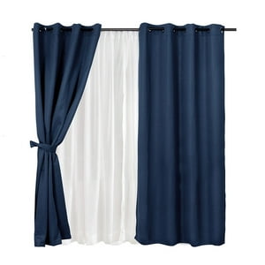 Mashini - Set Cortina Blackout Emb. 8Pzas Arg. 140X220 Azul Marino Frutillar
