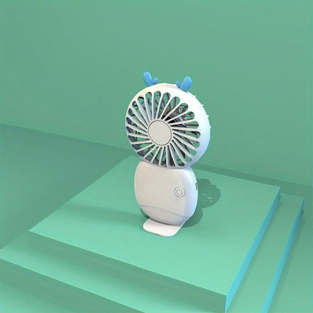 1pc Portable USB Chargeable Mini Fan, Handheld Fans With Base For Desktop, Outdoor Hand Hold Fan With Phone Holder